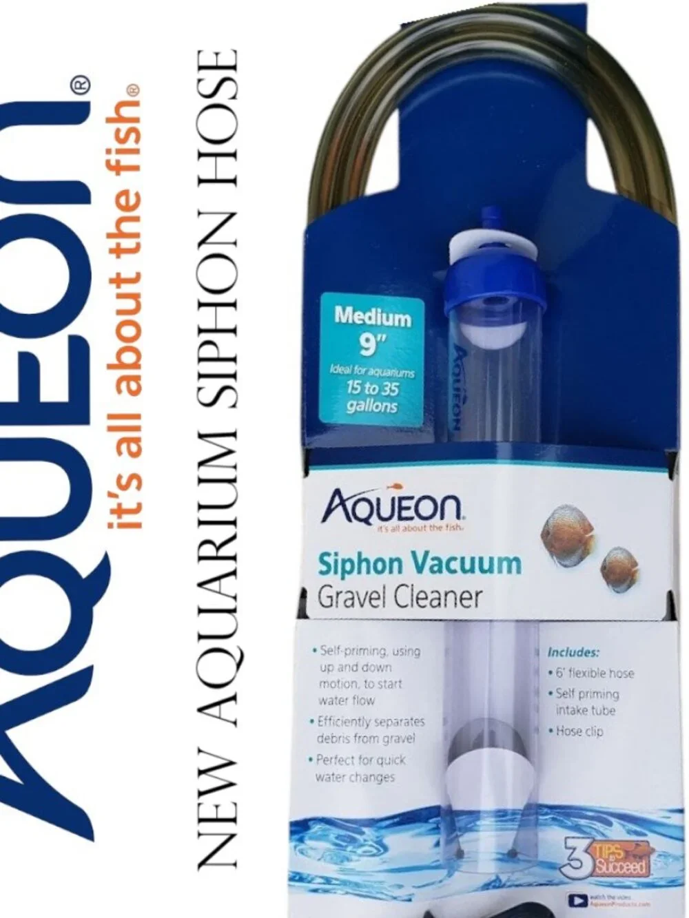 New Aqueon Aquarium Fish Tank Siphon Vacuum Gravel Cleaner Hand syphon pump hose